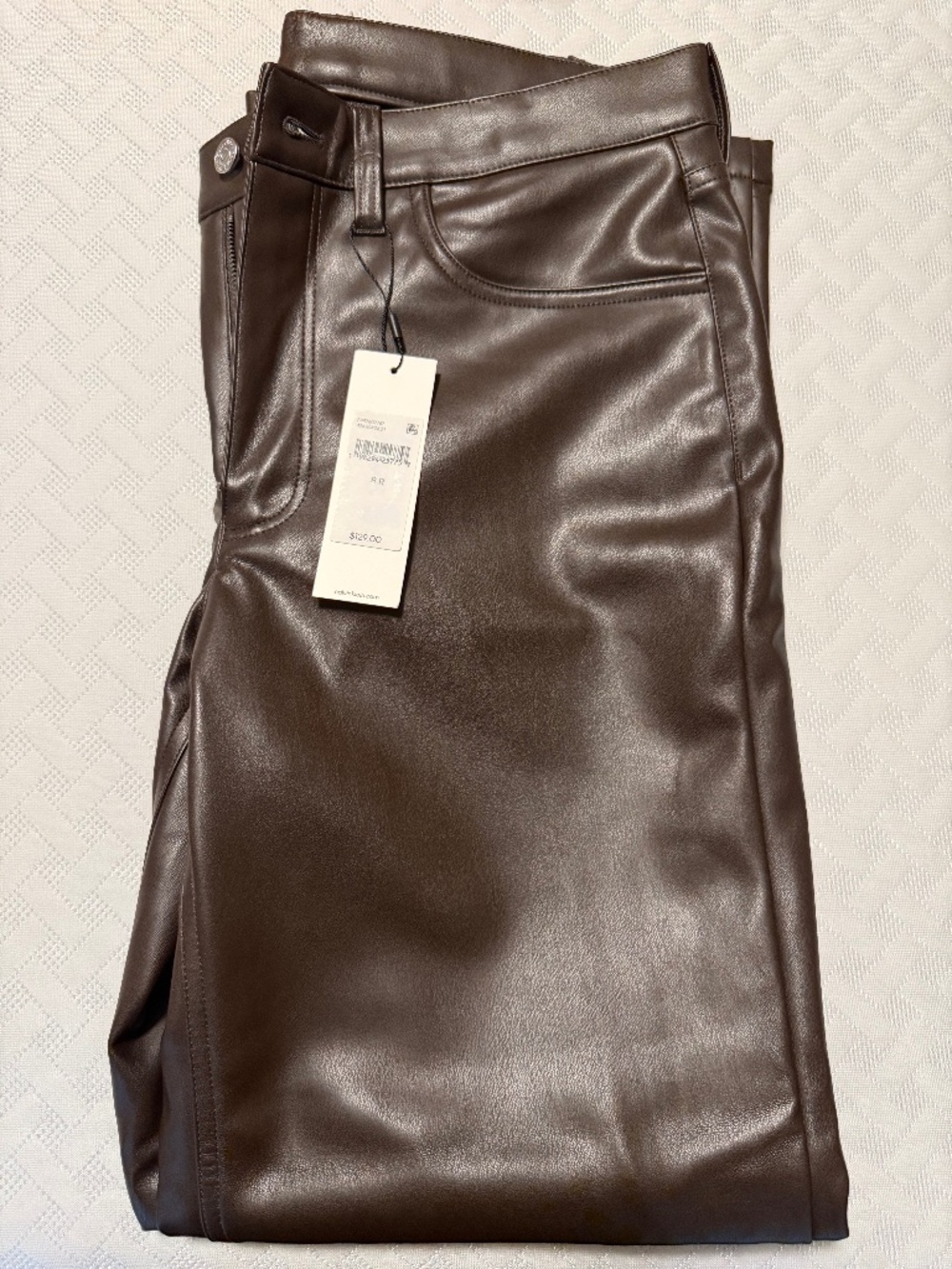 Calvin Klein Faux Leather 90s Pants, Brown, SZ8. BRAND NEW